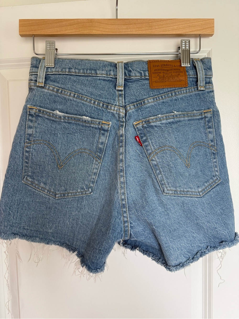 Levi's High-Rise Light Blue Ribcage Cutoff Shorts